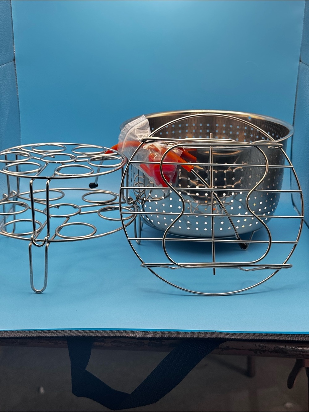 HOUSE AGAIN Instant Pot Compatible 6 qt Stainless Steamer Basket Set, Egg Racks